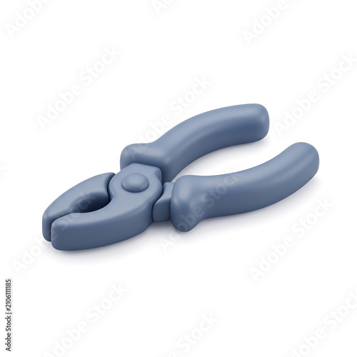 3D icon of a blue metal pliers tool with hardware maintenance equipment construction handtool industry