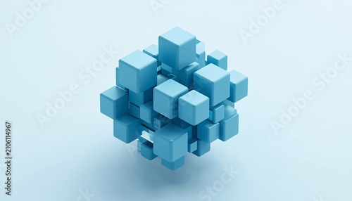 Modular Data Cluster Blocks Floating Structure for Cloud Infrastructure Background Clean Minimal 3D Render