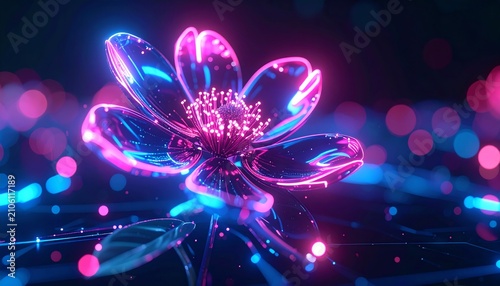 Futuristic Glowing Flower Amid Velvet