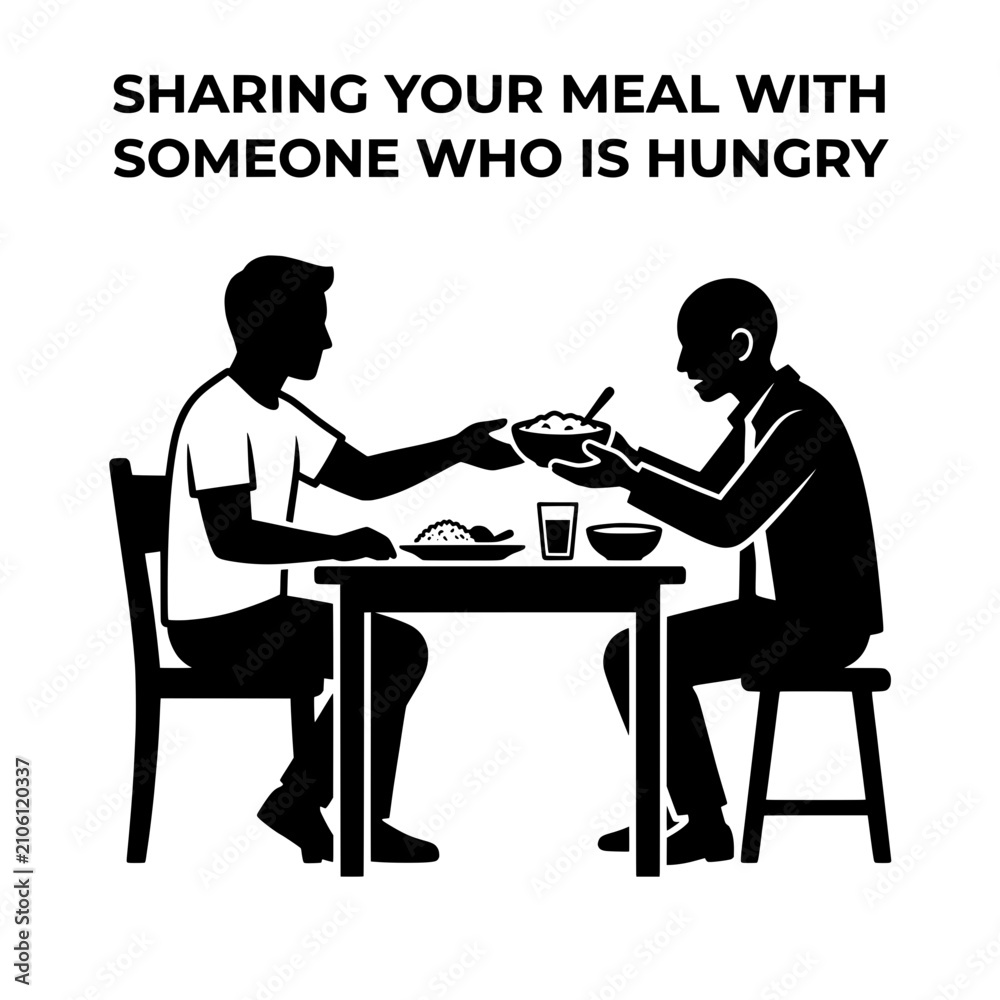 Fototapeta premium Sharing a Meal Symbolic Representation of Generosity and Compassion.