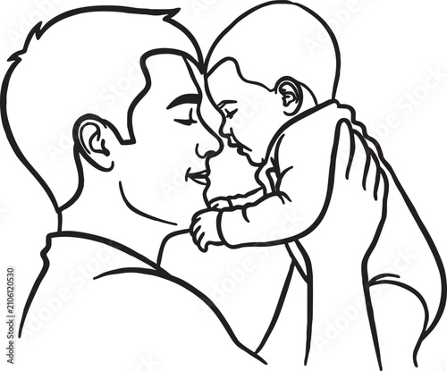 фотографія Close up tender moment of father holding and bonding with his baby parenting aff
