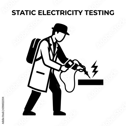 Technician Conducting Static Electricity Test with Specialized Equipment.