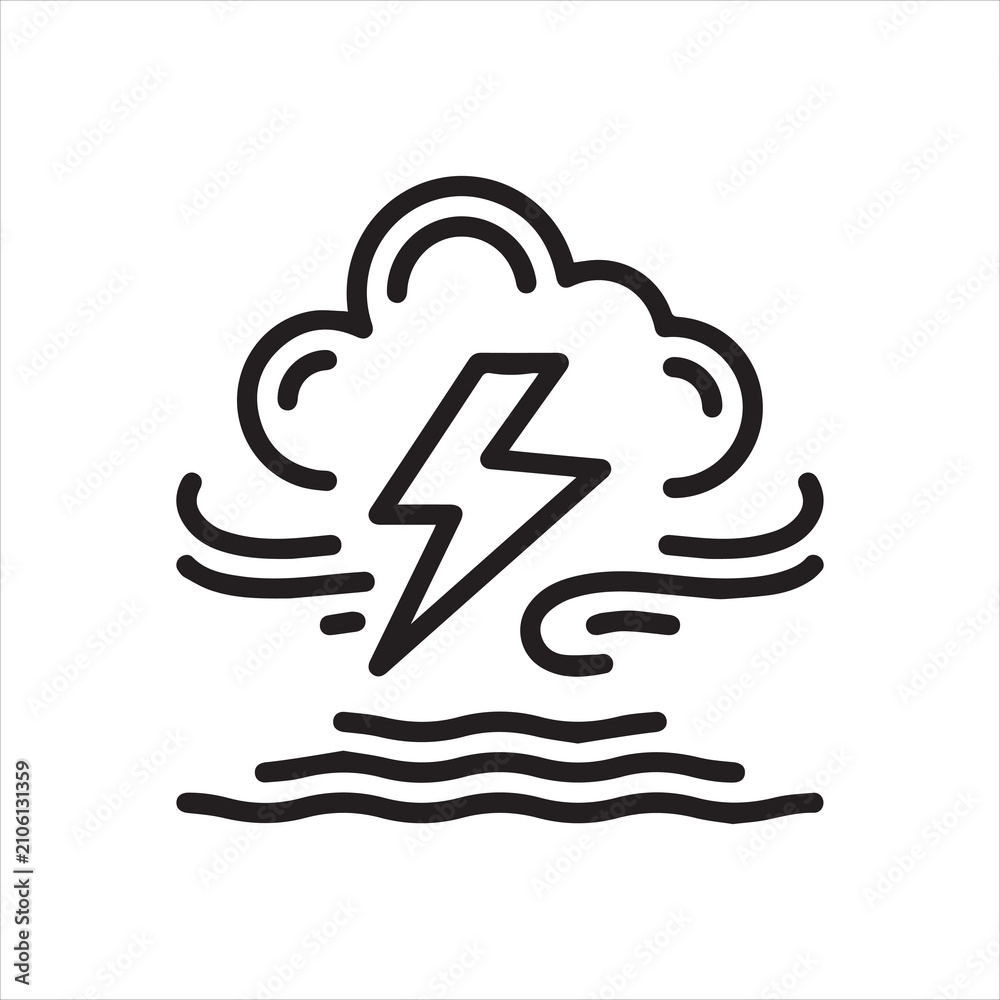 Фотография Black line icon for thunderstorm.