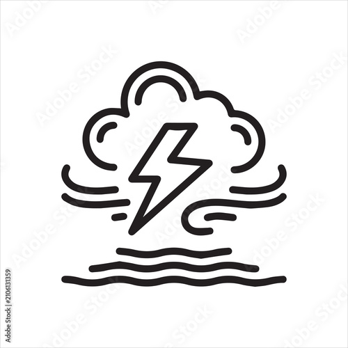 Photography Black line icon for thunderstorm.