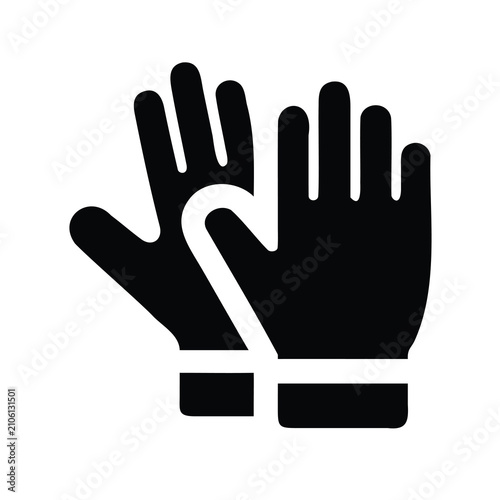 Black glove icon with open palm - Minimalist black glove icon showing open palm, suitable for web and app design projects.