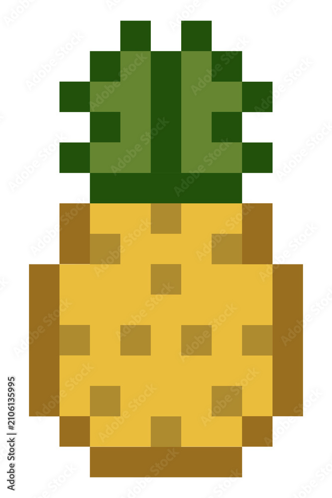 Fototapeta premium PNG A pineapple pixelated fruit illustration sticker, transparent background