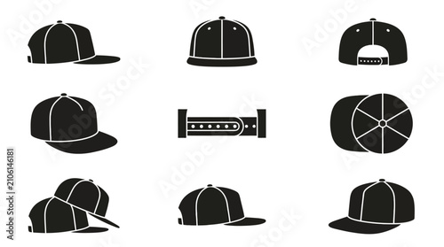 Collection of baseball cap designs.