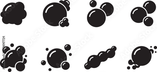 Soap suds floating laundry bubbles and washing foam clusters