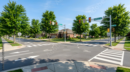 Suburban intersection of maple avenue and oak avenue