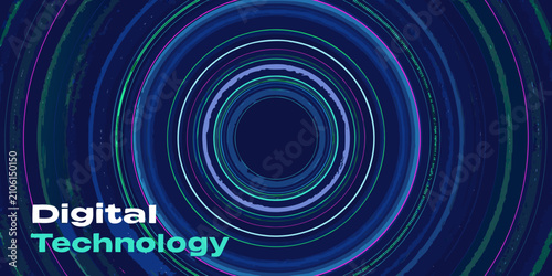 Konstfotografi concentric circular rings creating a glowing blue vector illustration pattern ab