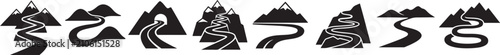 Winding mountain passes and serpentine roads through forest trees