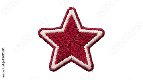 Obraz na plátně Red embroidered star patch transparent PNG, isolated fabric badge applique cutou