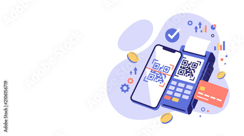 Mobile QR code payment with smartphone and card reader.