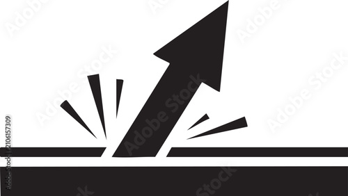 An arrow pointing upwards showing a breakout and success with breakout