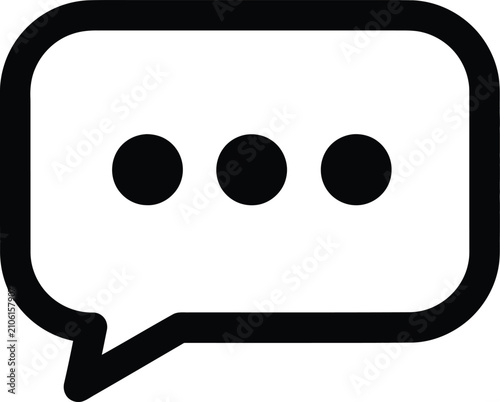 Black speech bubble icon with three dots