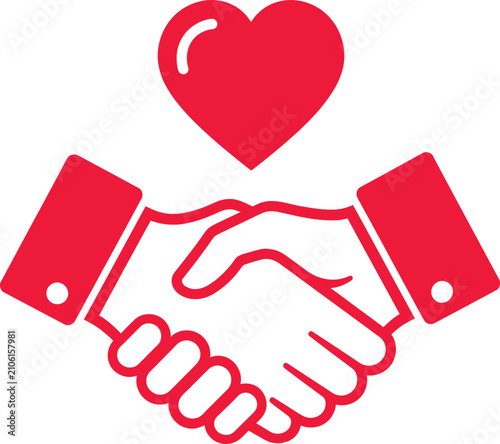 Handshake icon with heart symbol representing partnership