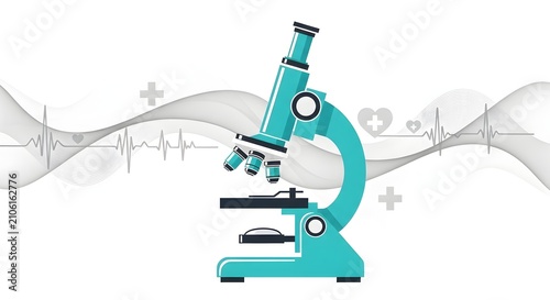 Teal Microscope in Modern Scientific Artwork