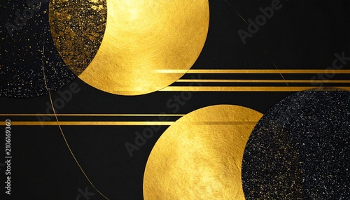 Golden circles black background geometric symmetry