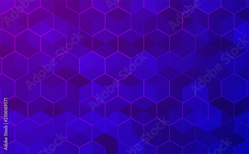 Abstract Purple Hexagon Background with Digital Technology Geometric Patterns