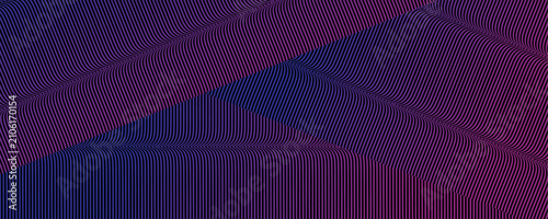 Foto Abstract Geometric Wavy Line Pattern with Gradient Stripes, Futuristic Op Art Ve