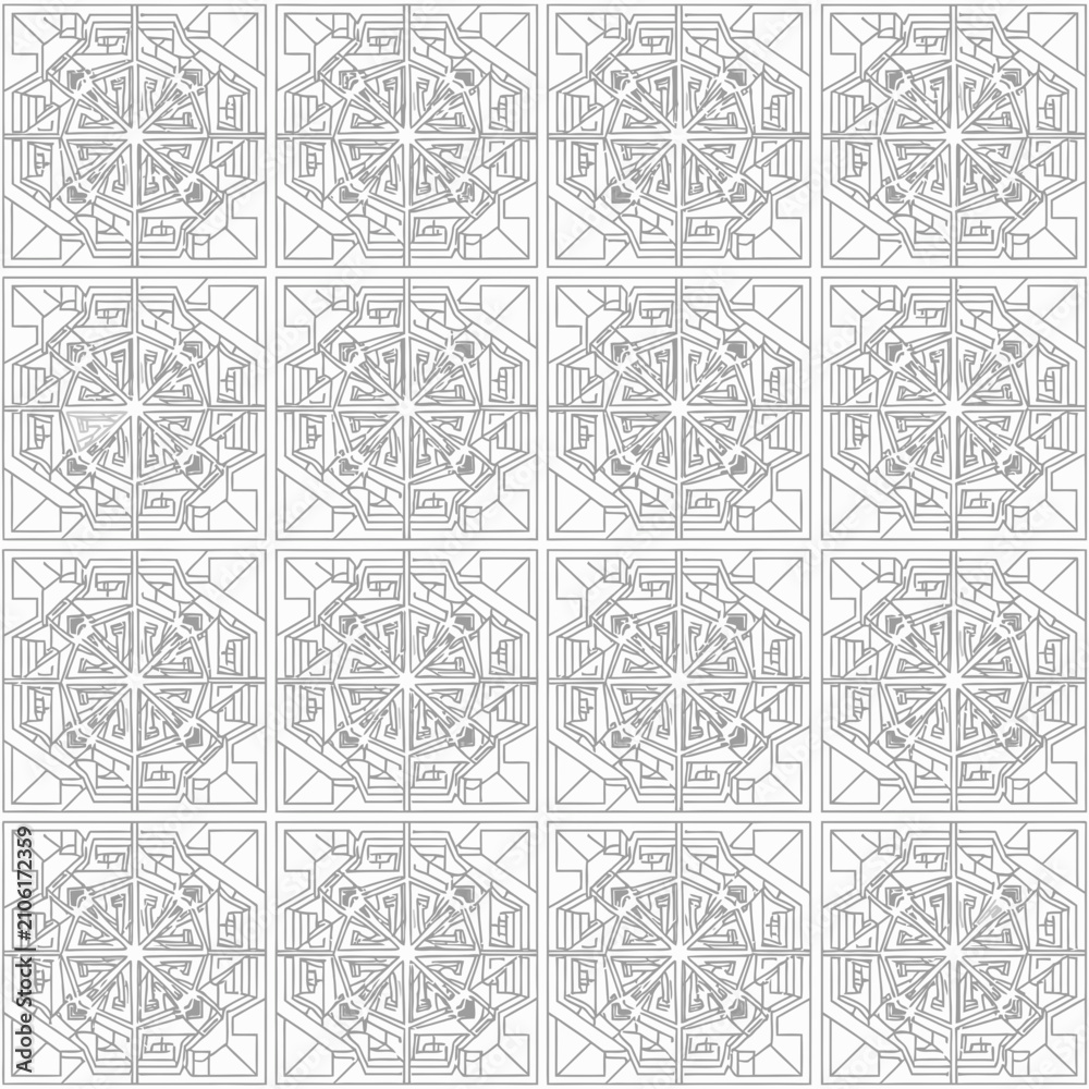 Fototapeta premium Geometric Pattern, Abstract Op Art, Tessellation, Optical Illusion, Black and White