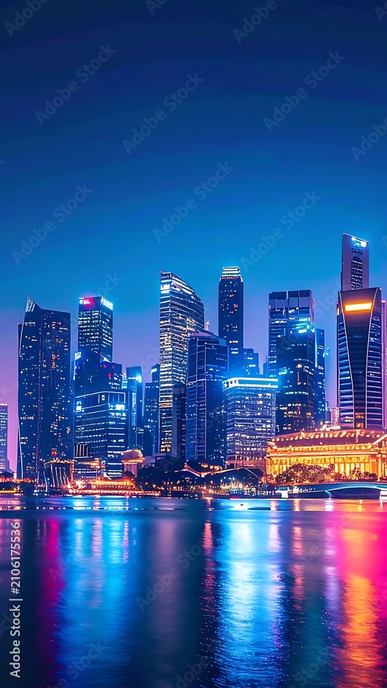 Obraz premium Singapore cityscape at night lights.