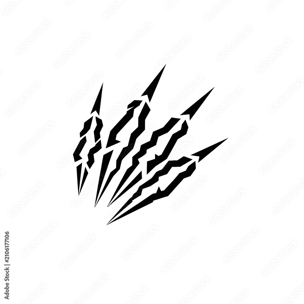 Obraz premium Black Claw Marks on White Background - Aggressive Animal Scratching Symbol