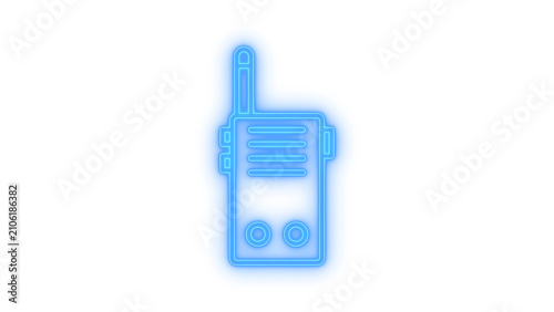 Foto Colorful neon walkie talkie radio transceiver communication device icon for secu