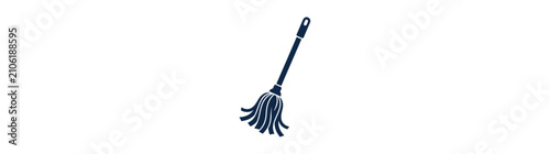 Fotografie Simple dark blue mop illustration on white background