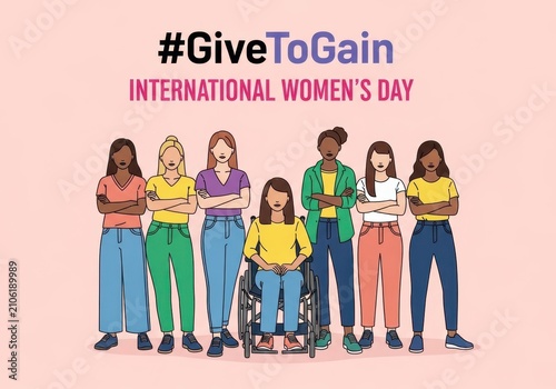 International womens day illustration with diverse group