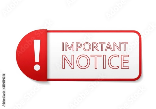 Important notice sign with exclamation mark icon