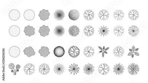 Tree Plan View CAD Blocks Collection for Landscape Architecture Vector Symbols