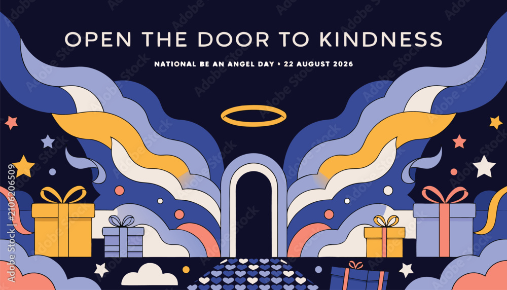 Obraz premium Abstract graphic illustration celebrating national be an angel kindness day event