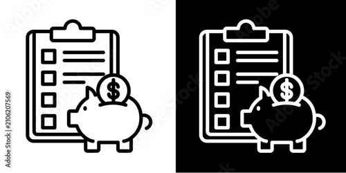 Budget Planning Icon Set White Style Collection