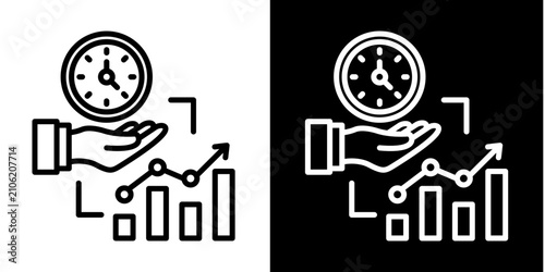 Time Investment Icon Set White Style Collection