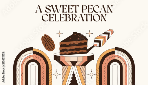 Fotografía Decorative graphic illustration celebrating the delicious national pecan torte d
