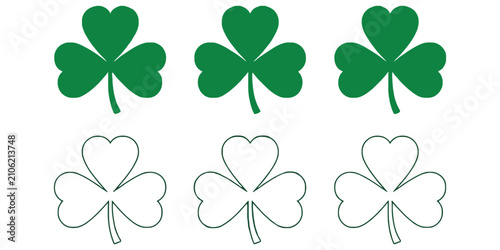 Tableau sur toile Clover leaves, green shamrock leaf symbols for lucky charm, St