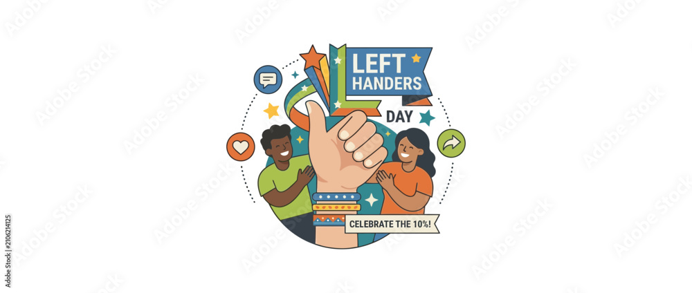 Fototapeta premium Left Handers Day Celebration with Diverse People
