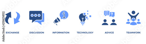 Vászonkép Communication banner web icon vector illustration concept with icon of exchange,