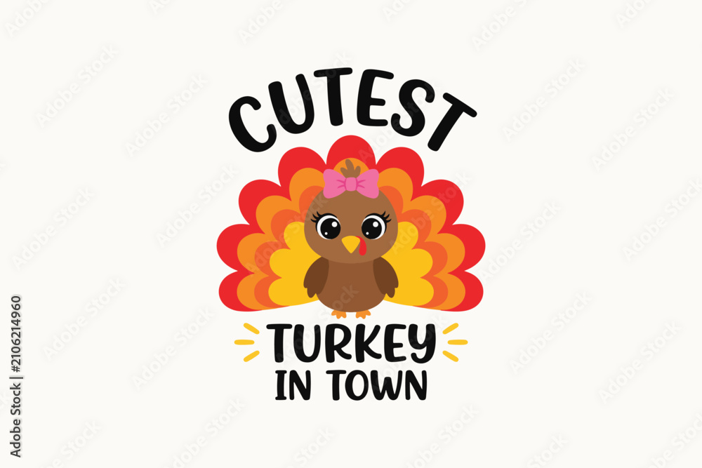 Fototapeta premium Cutest Turkey in Town design Vector