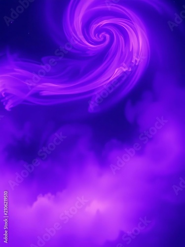 Violet haze swirls across a midnight sky, softly glowing from within, smoke, abstract