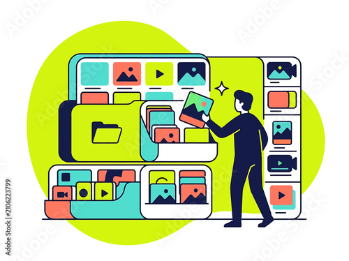 Digital asset management system for organizing multimedia files and visual content in structured business folders