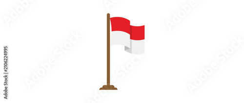 Red and White Flag Waving on Pole