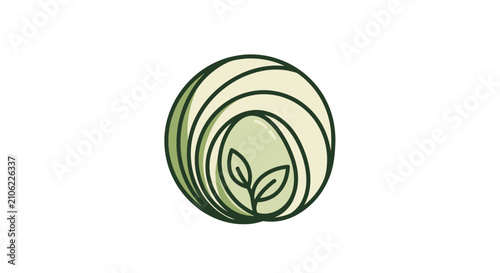 Minimalist Eco-Friendly Icon Depicting Growth and Sustainable Practices in Harmony