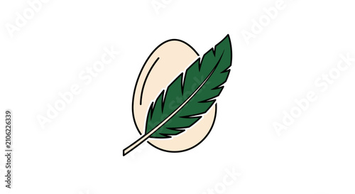Minimalist Egg and Feather Design Depicting Concepts of Nature and Freshness