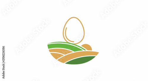 Minimalist Egg and Landscape Logo Depicting Agriculture and Fresh Produce Concept