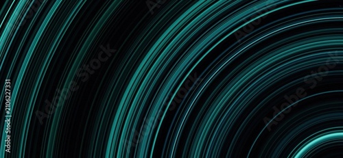 Abstract Circular Cyan Teal Spiral Dark Orbit Lines Background 4K