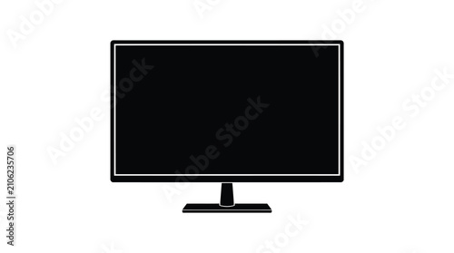 Black computer monitor on white background