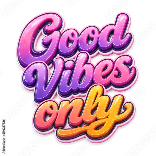 Colorful retro text good vibes only with gradient effect and playful typography design