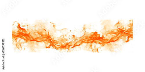 Abstract fire flame wave. Isolated orange blaze smoke trail on white background.